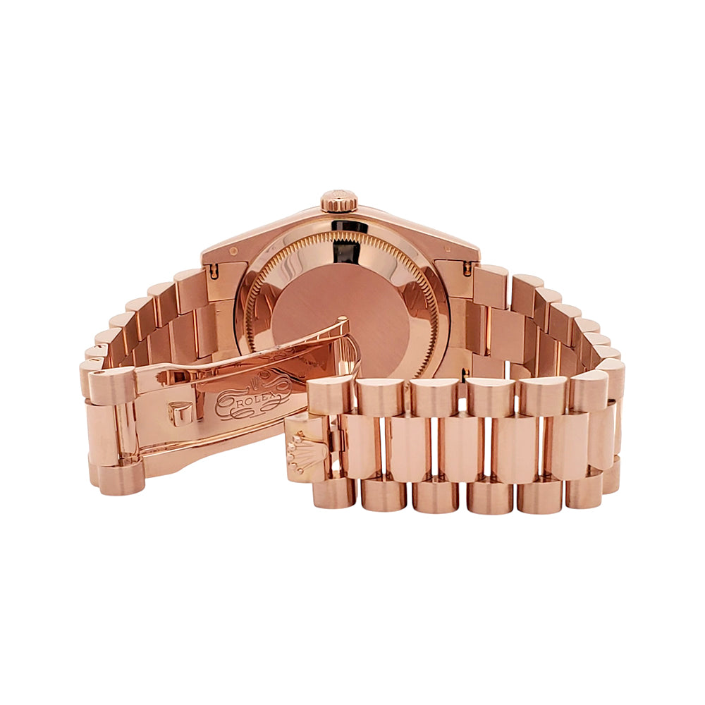 Rolex President Day-Date Chocolate Wave Arabic Dial Rose Gold 36mm Watch 118205 Box Papers