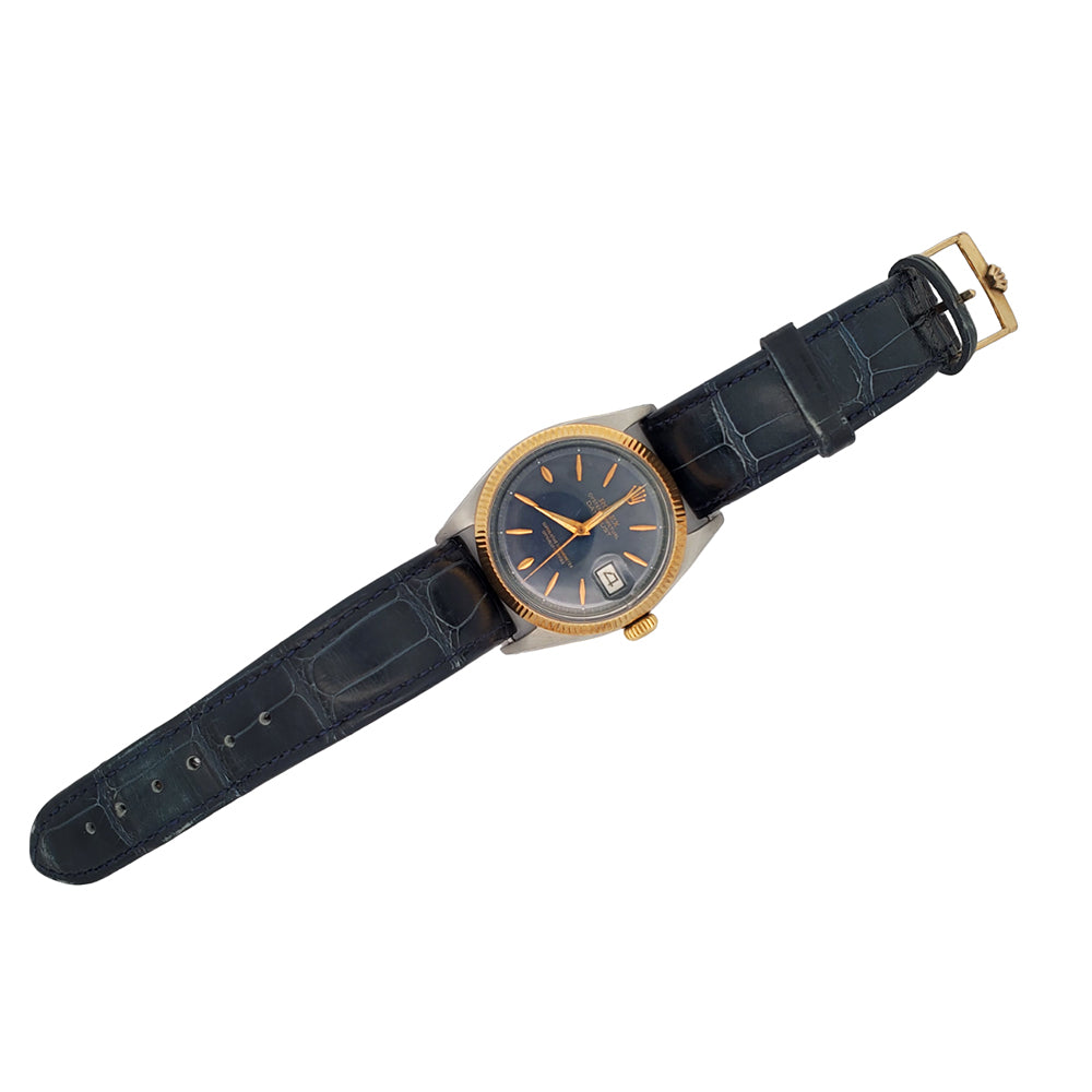 Rolex Datejust 36mm 1601 2-Tone Blue Dial Sword Hands Fluted Bezel Watch