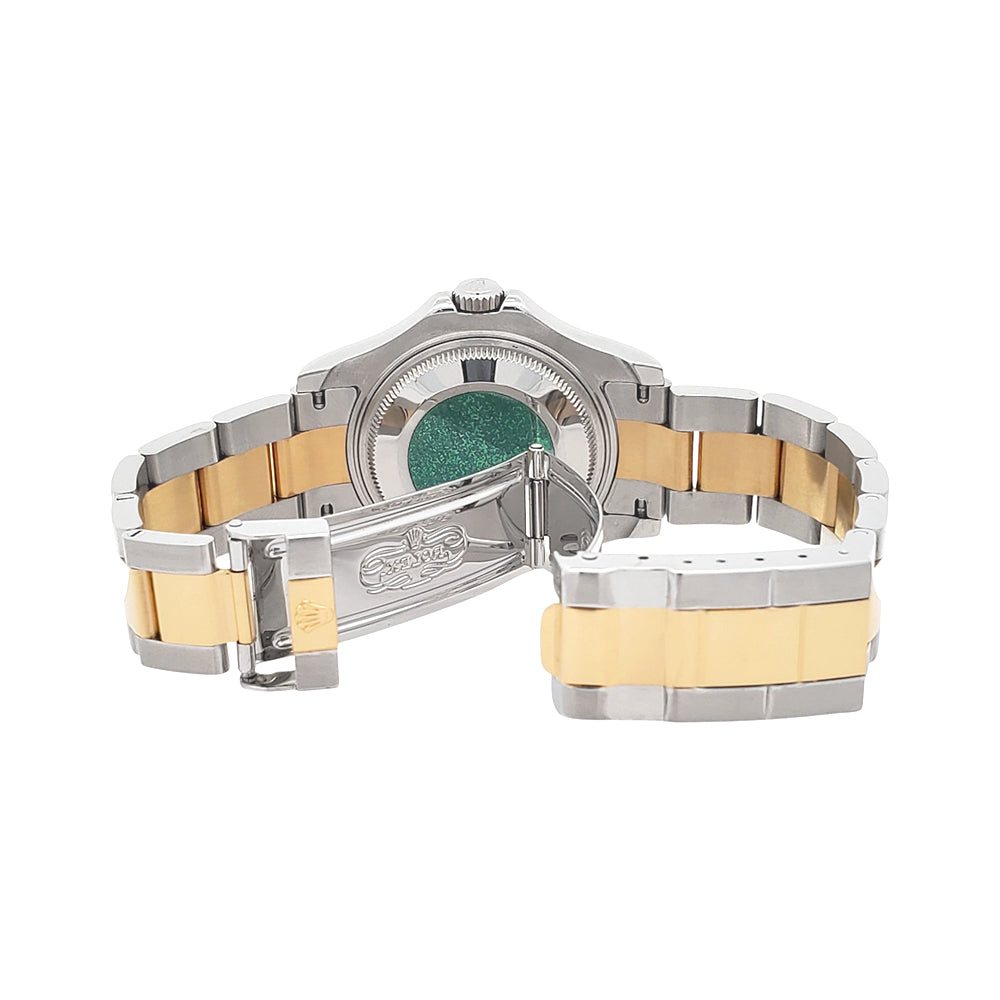 Rolex Yacht-Master Blue Dial Midsize 35mm Yellow Gold/Steel Watch 168623 Box Papers