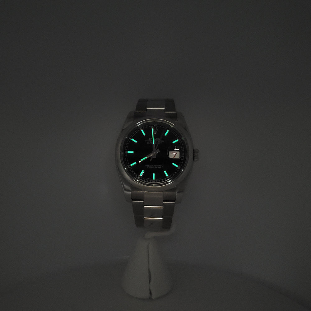 Rolex Datejust 36mm Black Index Dial Steel Oyster Watch 116200 Box Papers