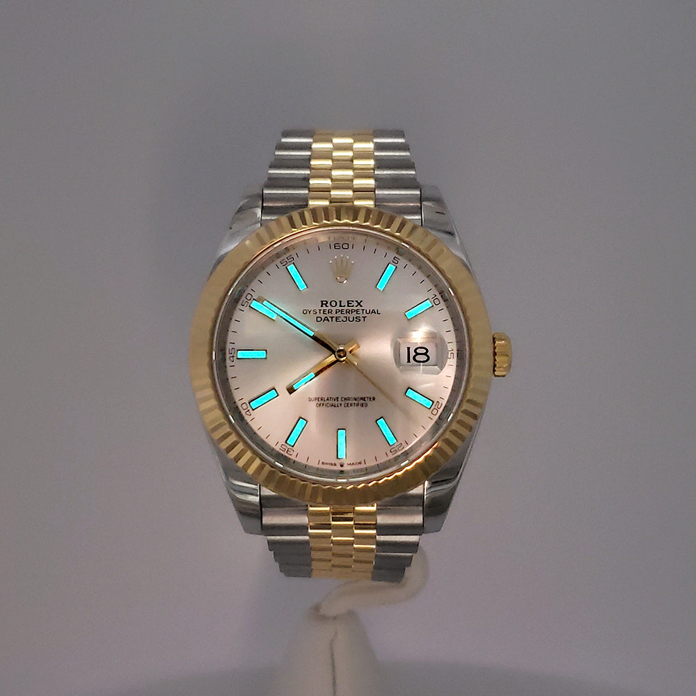 Rolex Datejust 41 126333 Silver Index 2-Tone Yellow Gold/Steel Jubilee Watch Box/Papers/Tag