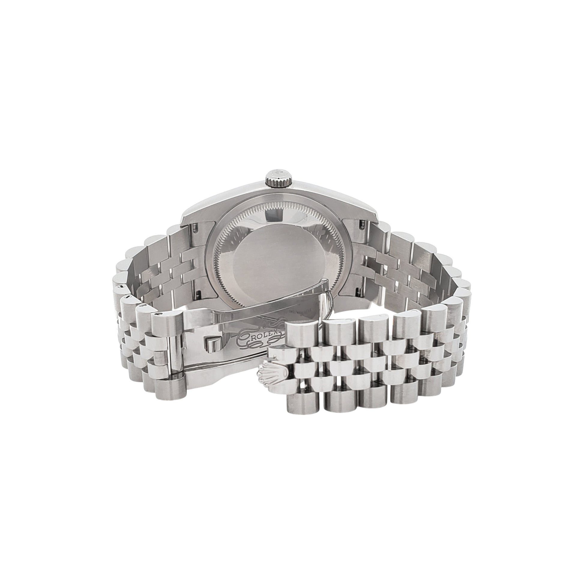 Rolex Datejust 36mm Black Roman Dial Steel Jubilee Watch 116200 Box Papers