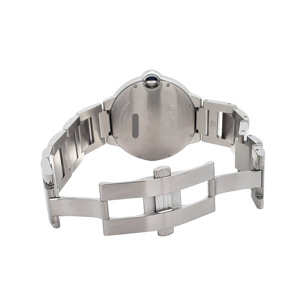 Cartier Ballon Bleu 42mm Silver Roman Steel Watch W69012Z4 3001 Papers