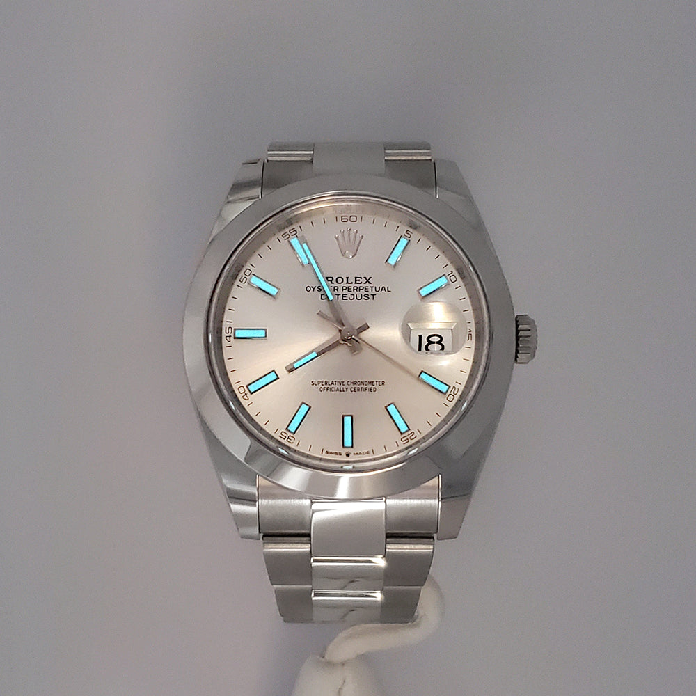 2025 Unworn Rolex Datejust 41 126300 Silver Index Steel Oyster Watch Box/Papers/Tag
