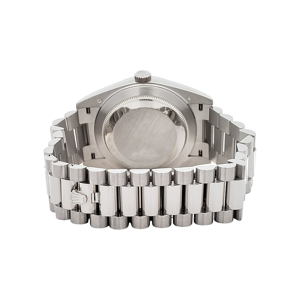 2020 Rolex President Day-Date Ice Blue Quadrant Motif Roman Dial Platinum 40mm Watch 228206 Box Papers