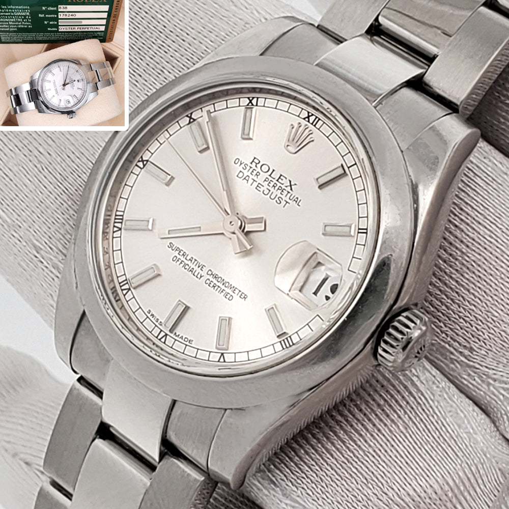 Rolex Datejust 31mm Silver Index Steel Oyster Watch 178240 Box Papers