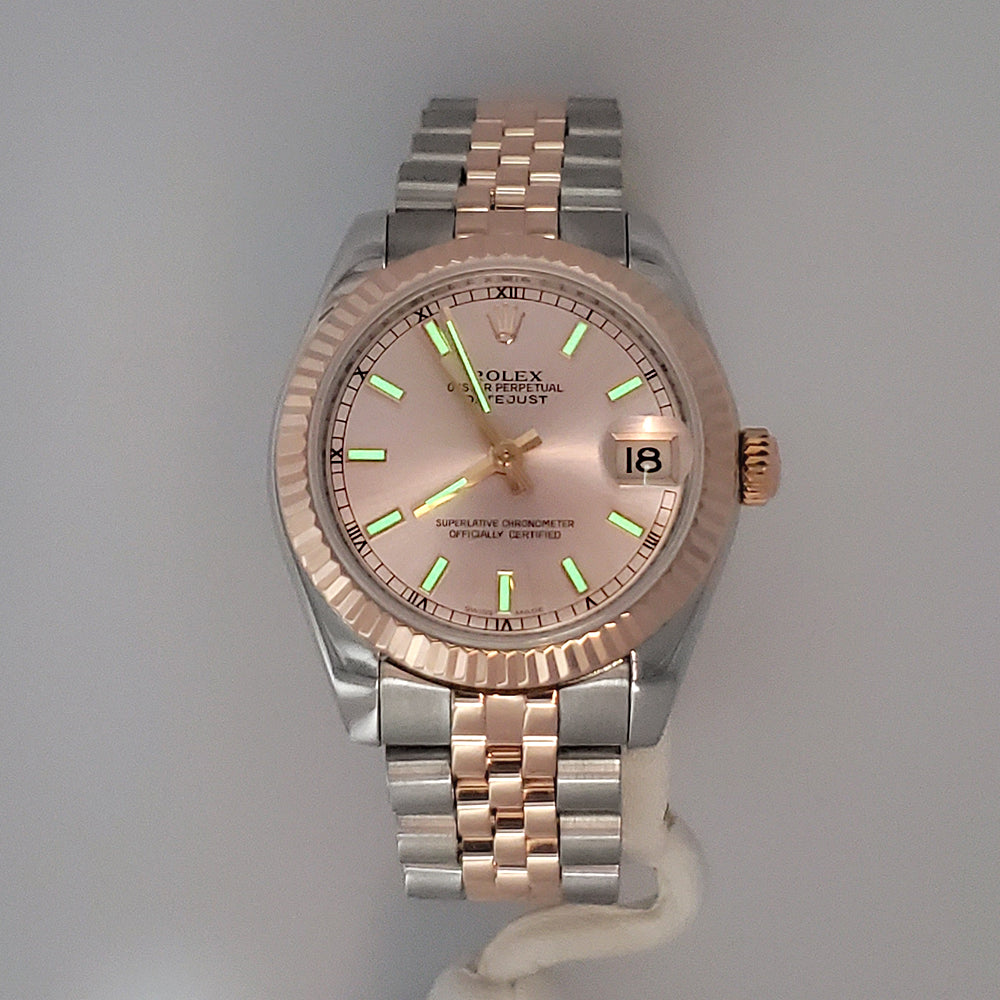 Rolex Datejust 31mm 2-tone Rose Gold/Steel 178271 Fluted Bezel Jubilee Watch Box Papers