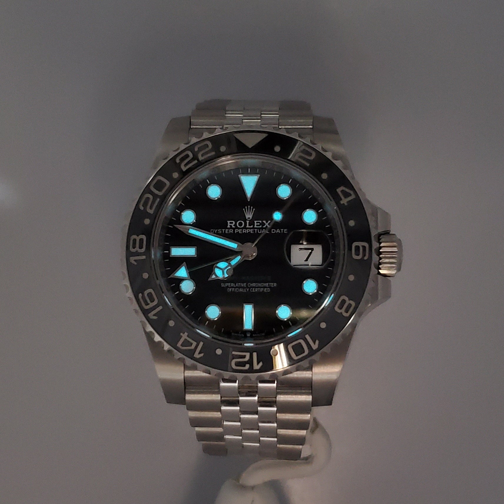 2024 Rolex GMT Master II Black Gray Bruce Wayne Jubilee Steel 40mm Watch 126710GRNR Box Papers Tag