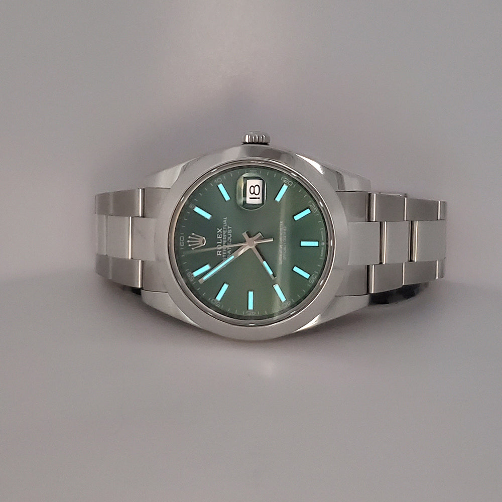 Rolex Datejust 41 126300 Green Index Dial Steel Oyster Watch Box/Apr