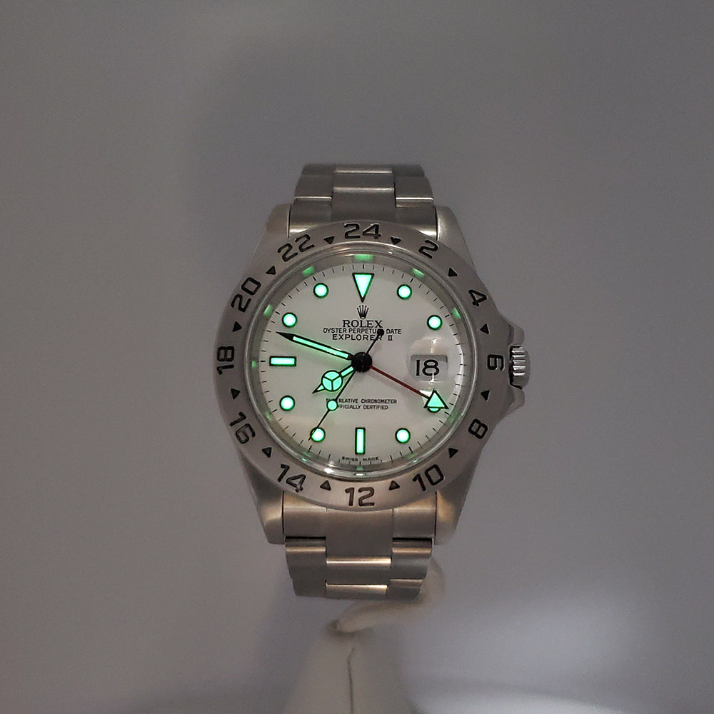 2007 Rolex Explorer II Polar White Steel Oyster 40mm Watch 16570 Box/Papers/Serial Tag