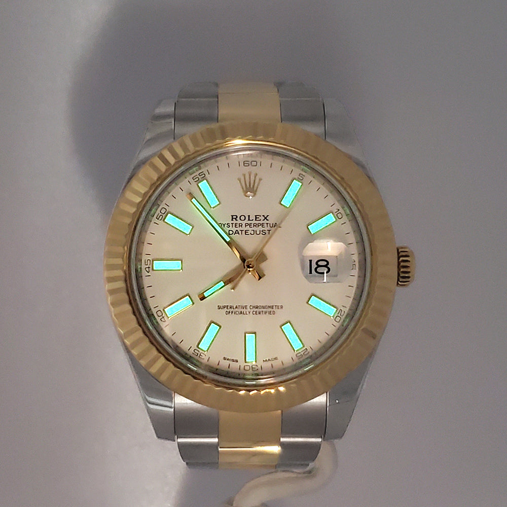 2016 Rolex Datejust II 41mm Cream Index Dial 2-tone Yellow Gold/Steel 116333 Watch Box/Papers/Tag