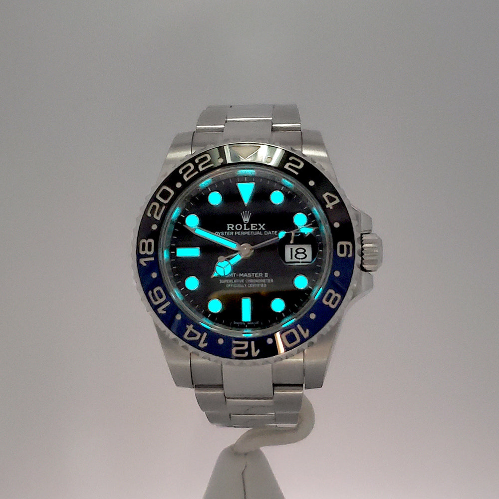 Rolex GMT-Master II "Batman" Blue/Black Ceramic Bezel Steel Oyster 40mm Watch 116710BLNR Box Papers