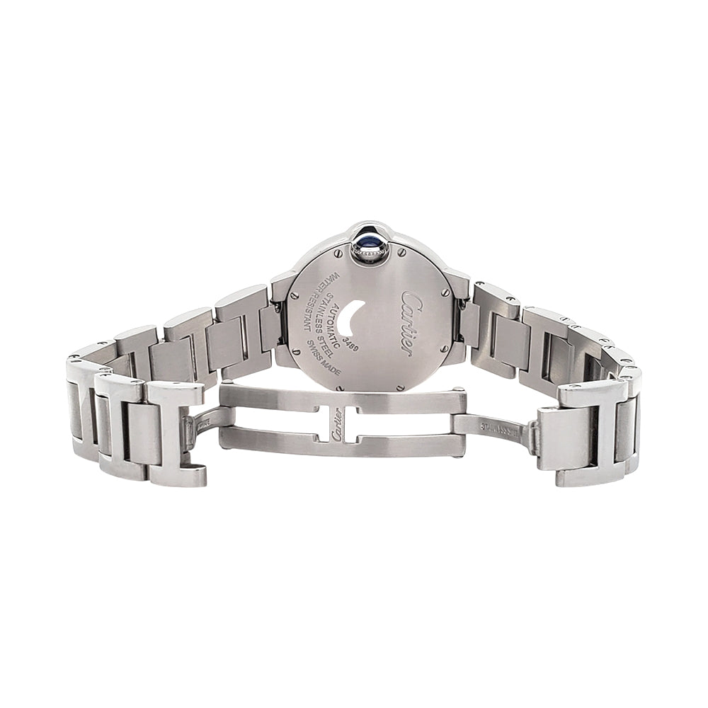 Cartier Ballon Bleu 33mm Silver Roman Dial Stainless Steel Watch W6920071 3489 Papers