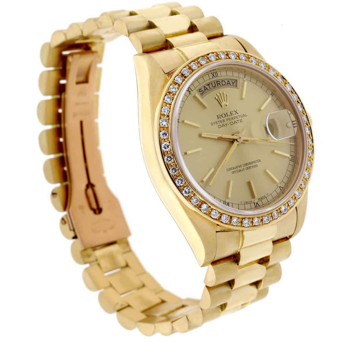 Rolex President Day-Date 18k Yellow Gold 36MM 18038 w/Diamond Bezel