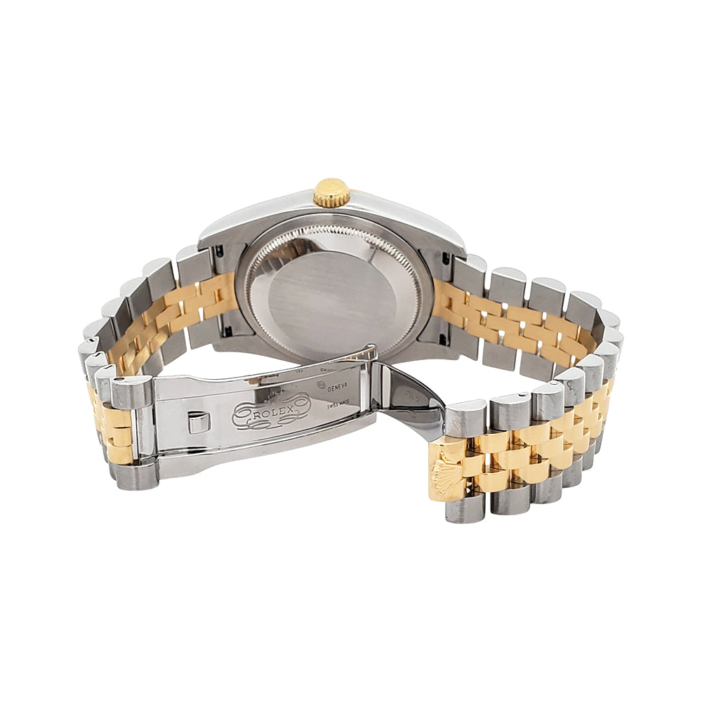 Rolex Datejust Factory Blue Vignette Diamond Dial 2-tone Yellow Gold/Steel Jubilee 36mm Watch 116233 Box/Apr