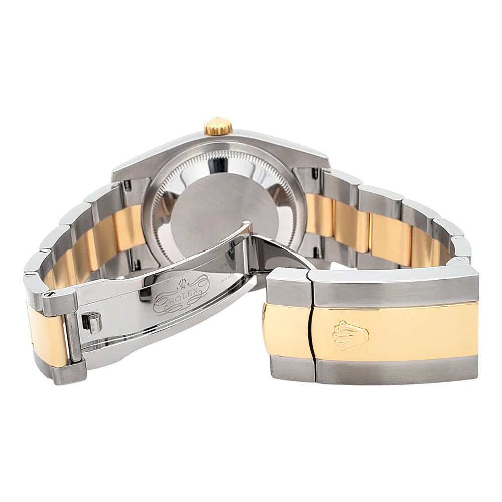 Rolex Datejust 36mm Silver Tuxedo 2-tone Yellow Gold/Steel 116233 Oyster Watch Box Papers