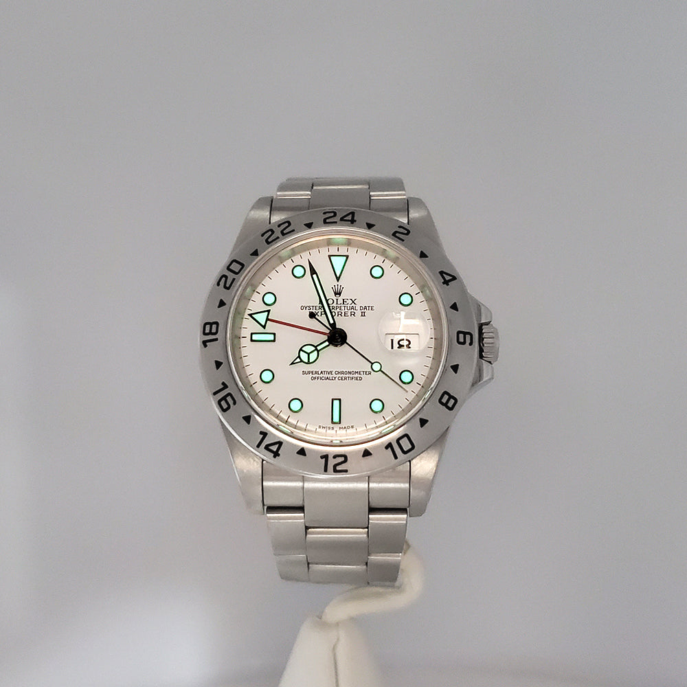 2001 Rolex Explorer II Polar White Steel Oyster 40mm Watch 16570 Box Papers