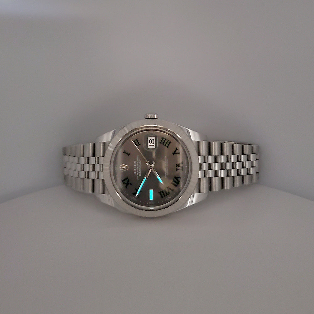 2023 Rolex Datejust 41 126334 Wimbledon Slate Roman Dial Steel Jubilee Watch Box Papers