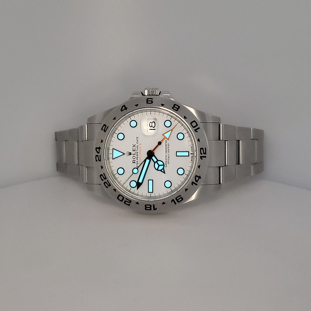 Unpolished 2024 Rolex Explorer II 42mm Polar White Steel Oyster Watch 226570 Box/Papers/Tag