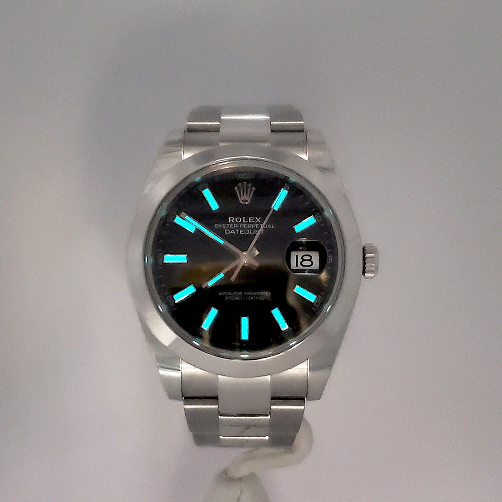 2019 Rolex Datejust 41mm Black Index Dial Steel Oyster Watch 126300 Box/Papers/Tag