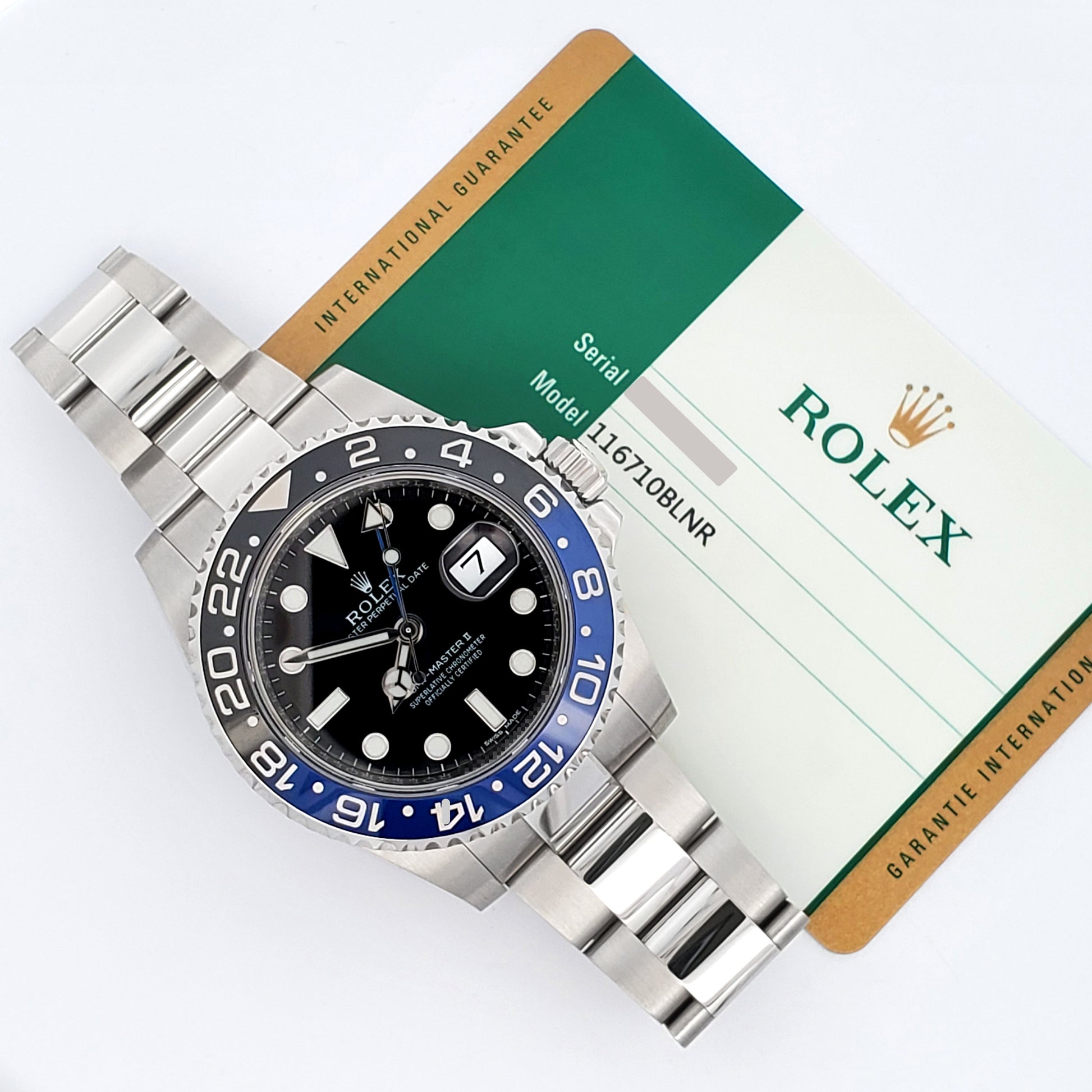 Rolex GMT-Master II 40mm "Batman" Blue/Black Ceramic Bezel Steel Oyster Watch 116710BLNR Box Papers
