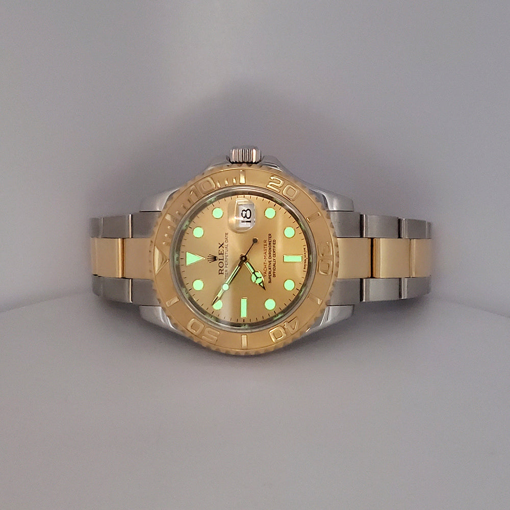 2009 Rolex Yacht-Master 40mm Champagne Dial Yellow Gold/Steel 16623 Watch Box Papers
