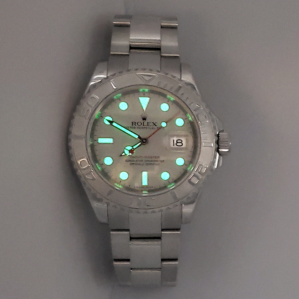 Rolex Yacht-Master 40mm Platinum Bezel Steel Watch 16622 Box Papers