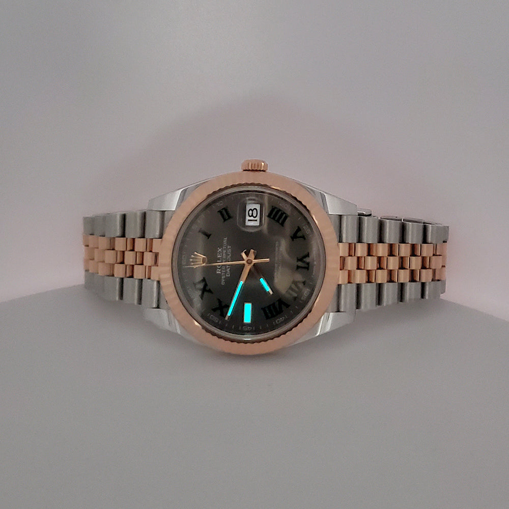 2021 Rolex Datejust 41 Wimbledon Slate Dial 126331 2-tone Rose Gold/Steel Jubilee Watch Box Papers