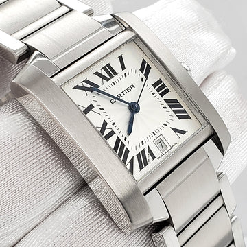 Cartier Tank Francaise Large 28mm Silver Dial Steel Watch 2302 W51002Q3 Box Papers