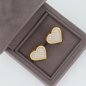 14k Yellow Gold Heart Earrings 2.00ct Diamonds | Bold Love Sparkle | ElegantSwiss