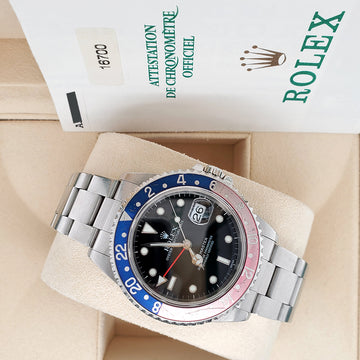 Rolex GMT-Master II 40mm Pepsi Bezel Stainless Steel Oyster Watch 16700 Box Papers