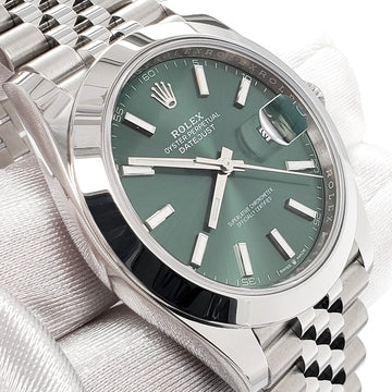 Unworn Rolex Datejust 41 126300 Mint Green Dial Stainless Steel Jubilee Watch 2023 Box Papers