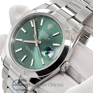 Rolex Datejust 41 126300 Mint Green Dial Stainless Steel Oyster Watch 2023 Box Papers