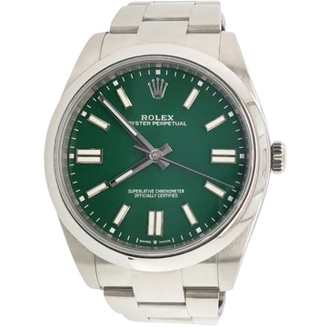 Unworn Rolex Oyster Perpetual 41mm 124300 Green Index Dial Watch 2022 Box Papers