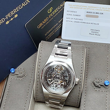 2021 Girard Perregaux Laureato Skeleton Openworked  42mm Steel Watch Box Papers 81015-11-001-11A