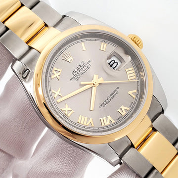 2017 Rolex Datejust 116203 Slate Roman Dial 2-Tone Oyster 36mm Watch Papers