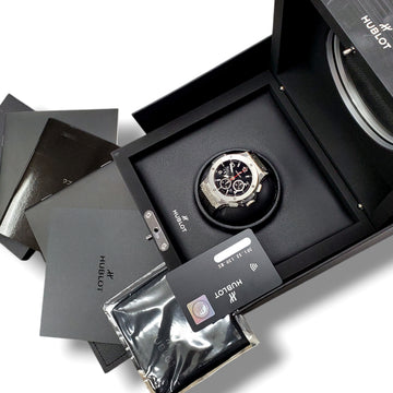 Hublot Big Bang Chronograph Black Dial/Rubber Strap/Steel 44mm Watch 301.SX.130.RX Box Papers