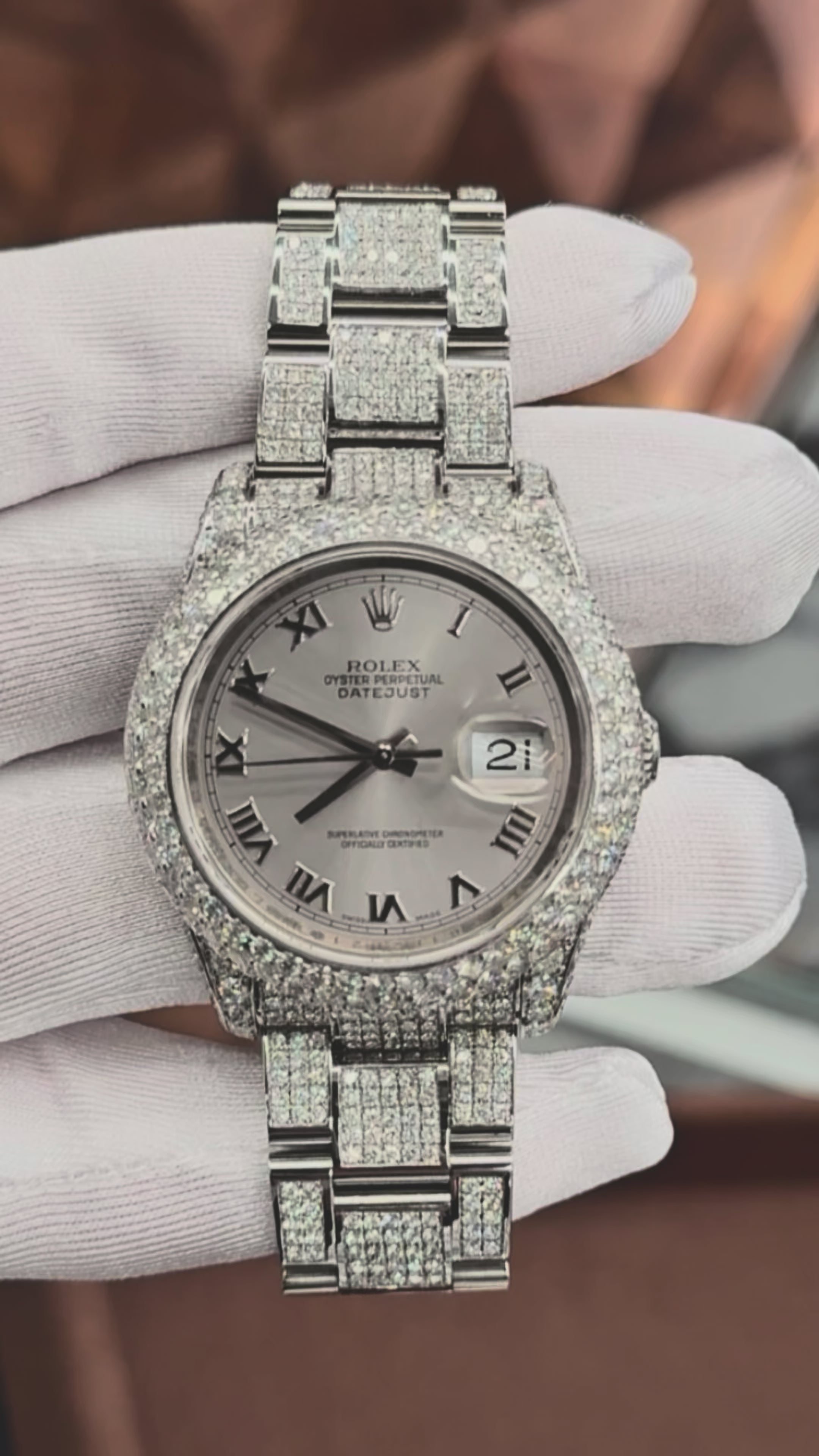 Rolex Datejust 36mm 116200 Pave 16.9CT Diamond Bezel/Case/Bracelet/Sil