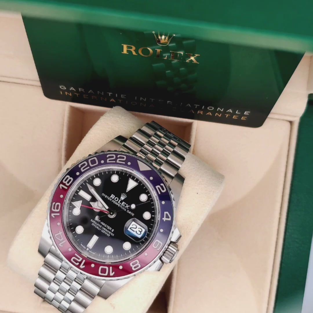 2022 Rolex GMT-Master II 40mm Pepsi Steel Jubilee Watch 126710BLRO Box Papers