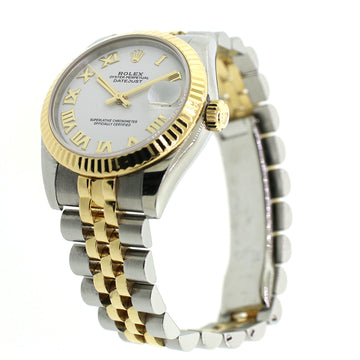 Rolex Datejust 31MMYellow Gold/Stainless Steel Jubilee White Roman Watch Box Papers 178243