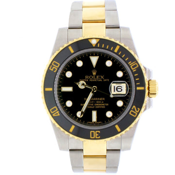 Rolex Submariner 2-Tone 18K Yellow Gold/Stainless Steel Factory Diamond Dial Ceramic Bezel Automatic Mens Oyster Watch 116613