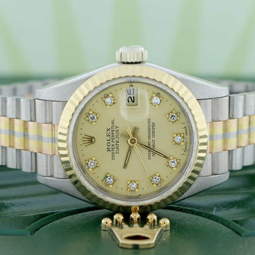 Rolex Tridor President Ladies Tri-Color 26MM Champagne Diamond Dial Watch 69179B