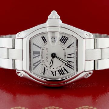 Cartier Roadster Small Silver Sunray Roman Dial 33MM Stainless Steel Watch W62016V3