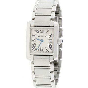 Cartier Tank Francaise Small 20MM Factory Silver Roman Dial Stainless Steel Ladies Watch W51008Q3
