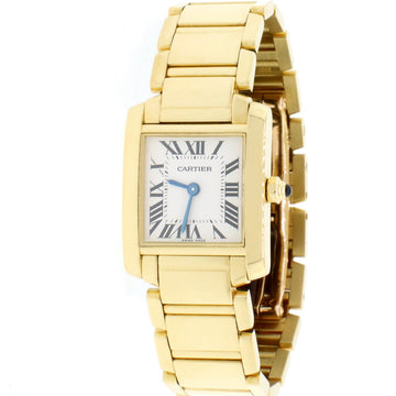 Cartier Tank Francaise Small 18K Yellow Gold 20MM Factory Roman Dial Ladies Watch W50002N2 w/Box Papers