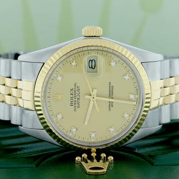 Rolex Datejust 2-Tone Yellow Gold/Steel Original Champagne Diamond Dial 36MM Automatic Jubilee Mens Watch