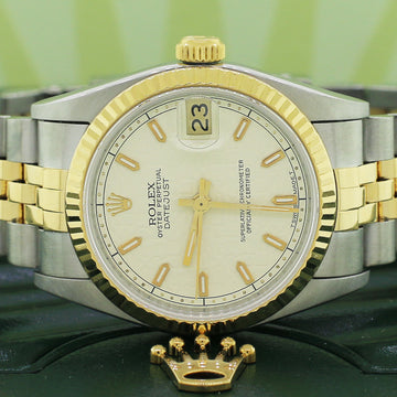 Rolex Datejust Midsize 2-Tone Yellow Gold/Stainless Steel Jubilee Cream Factory Dial 31MM Watch 68273