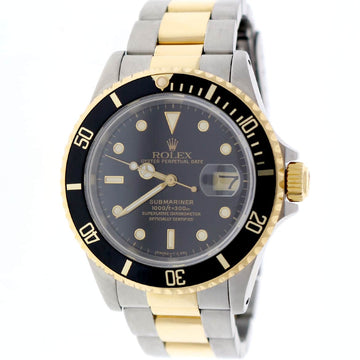 Rolex Submariner 2-Tone 18K Yellow Gold/Stainless Steel Black Dial 40MM Automatic Mens Oyster Watch 16613