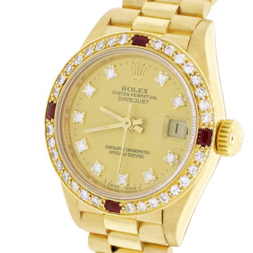 Rolex President Datejust Ladies 18K Yellow Gold 26MM Rolex diamond dial Automatic Watch w/Diamond Bezel