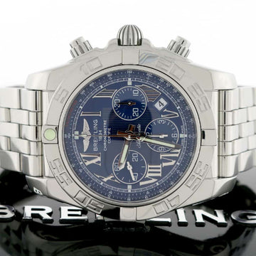 Breitling Chronomat B01 44MM Original Blue Roman Dial Chronograph Stainless Steel Automatic Mens Watch AB0110